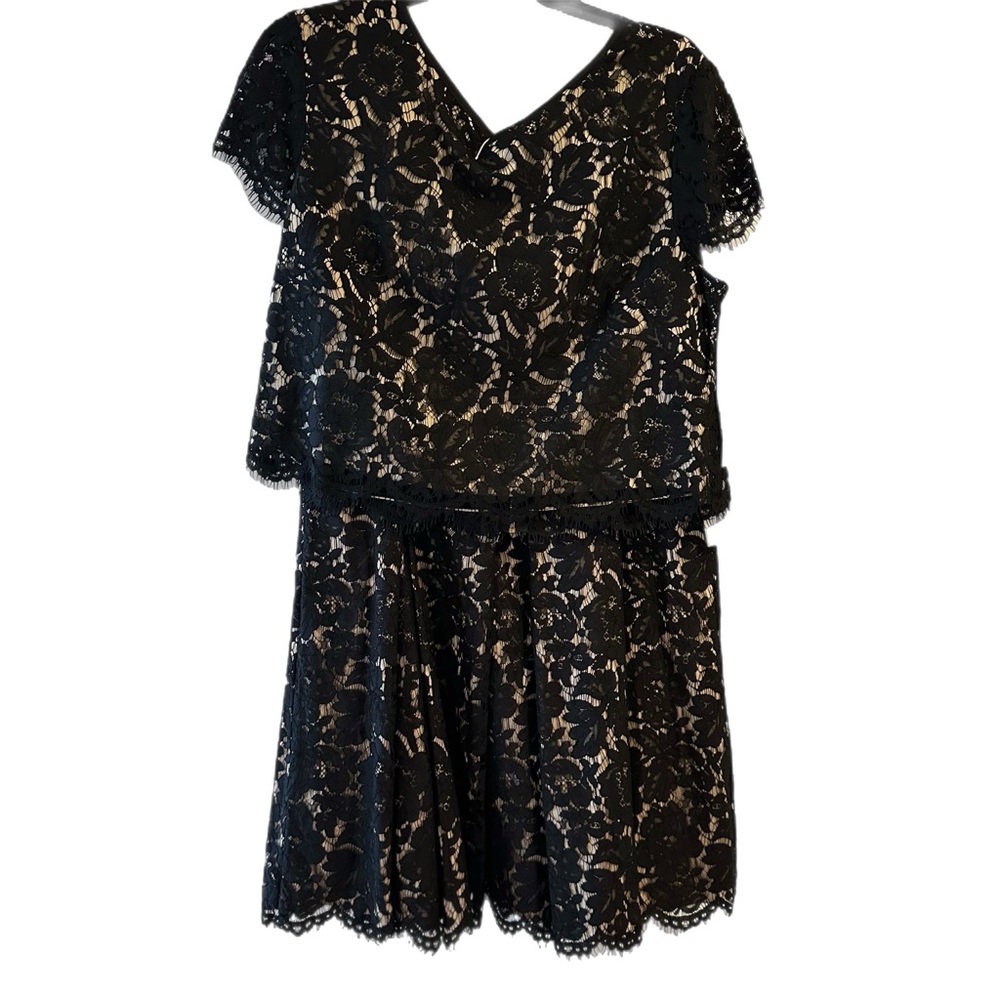 Eliza J Black and Tan Cocktail Skirt Set